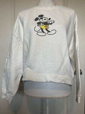 Mickey Mouse Cropped Sweatshirt Size L Disney Authentic Genuine Mousewear